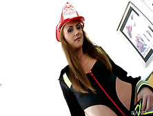 Babe In Sexy Firefighter Costume,  Naughty Porn On Cam