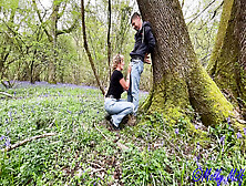 Outdoor Blowjob In The Woods Surrounded By Bluebells