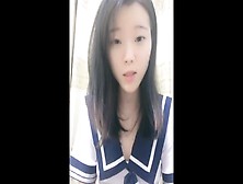 Good Appearance Level Cute Girl Fun Student Uniform Temptation To Sit On Th