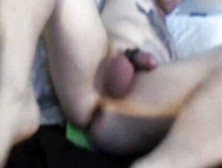 Tattooed Man Pushes Dildo And Fingers Up His Ass On Webcam