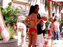 Amateur In Red Bikini Caught In Candid Footage