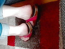 Sexy Female Feet In Pink Shoes