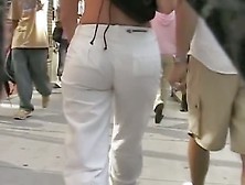 Gorgeous Round Ass In Semi-Transparent Pants