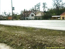 Young Teen Peeing On Street