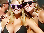 Blonde Babe In Black Bikini Has Huge Tits