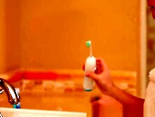 Petite Blonde Teen 18+ Plays With Toothbrush
