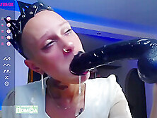 Amateur Alt Babe Deepthroats Huge Dildo On Webcam