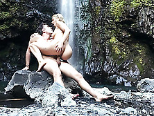 Very Hot Blonde With Perfect Ass Sucks Cock And Fucks By A Waterfall