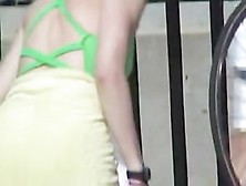 Candid Tits Of Amateur Bimbo Under The Green Swimsuit 03J
