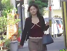 Slender Sweetie Flashes Her Booty When Some Stranger Lifts Her Mini Skirt