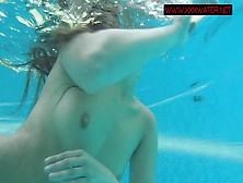 Wet Pornstar Mia Ferrari In Blue Bikini Underwater