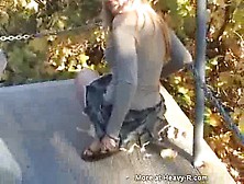 Hot Blonde Taking A Shit Outside In Public