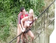 Couple Exhibe And Makes Love Outdoor