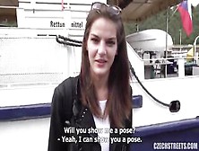 Czech Brunette Hair Is Sucking A Sexually Excited Stranger's Shlong And Getting Screwed Hard In A Public Place