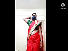 Marathi Divya Aunty In Red Saree Sexy Look