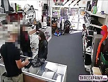 Brunette Lesbian Sucks And Gets Fucked In The Pawnshop For Their Freedom