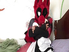 Deadpool Furry In Maid Outfit Plays With A New Toy