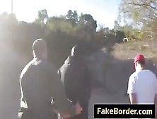 Two Border Agents In A Threeway Fuck With A Sexy Brunette Immigrant Slut