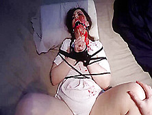 Crazed Zombie Slut Bound And Gagged,  Fucked And Filled With Creampie Pov