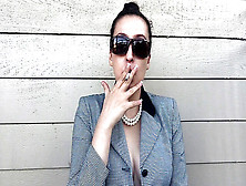 Stellar Businesswoman In Sunglasses Smoking White Filter 100 - French Manicure