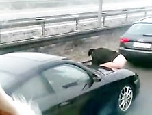 Shameless Girl Caught Pissing On Auto Strada
