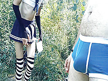 Gigantic Candy Cane And His Feminine Boytoy In A Daring Outdoor Adventure