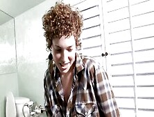 Curly Hot Is Fooling Around Into A Bathtub