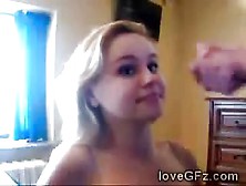 Young Blonde Hottie Gets Her Mouth Jizzed In Live Cam