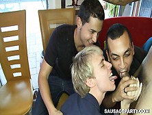 Gay Wire - Sausage Party - Playful Stripper Fucking Every Throat During A House Call