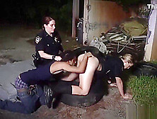 Interracial Threesome Fucking With Cops