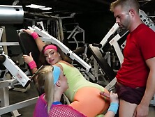 Fitness Instructor And Two Babes Are Having 3Some In The Gym