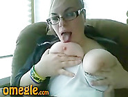 Chubby Nerdy Girl Can't Believe She's Making A Guy Hard On Omegle And Masturbates !!!
