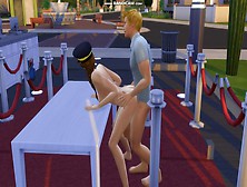 Corrupt Border Control Officer Blows Off A Hung Passenger & Lets Him Fuck Her On The Desk (Sims Four)