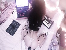 Sitting On My Large Dildo While Playing My Synth : Dollie Bear