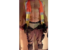 Request To Wear His Tradie Gear And To Strip While Using Dumbbells