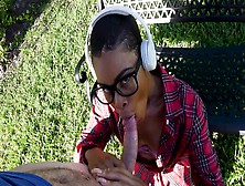 Short Haired Ebony In Glasses Gets Fucked In The Park