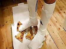 Having Fun With Pizza & Soccer Socks