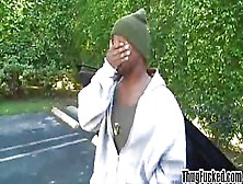 Black Thug Gives Outdoor Blowjob To A Big Cock