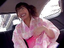 Hayakawa Mizuki Wears A Kimono While Masturbating In A Car