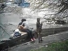Sexually Excited Pair Receive Filmed Fucking Outside In Public.