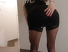 Black Dress And Stockings Tease