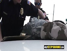 Milf Cops Make Phoney Soldier Give Their Coochies Some Hard Cock
