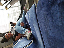 Candid Lady On Bus