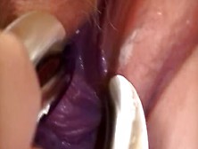 Naughty Lady Is Stretching Her Cunt With Speculum And Filming It From Up Close