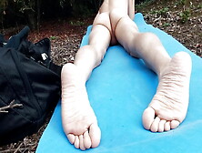 Sexy Soles On Hot Boy's Feet For Foot Fetish Of Naked Twink Humping On Mat Outdoor Barefoot Boy Shows His Soles