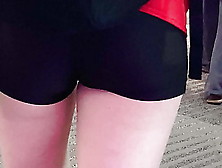 Walking Volleyball Spandex Shorts Candid - Legs & Asses