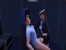 Sexy Flight Attendant Joins The Mile High Club After A Hung Passenger Mounts Her Brains Out (Sims Four)