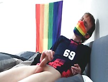 Twink In Soccer Kit Wanking And Trying To Cum On Own Face