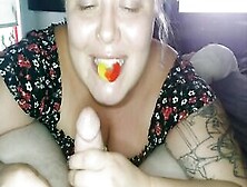 Candy Peach Ring Sloppy Blow Job!