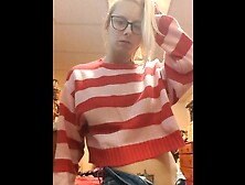 Titty Play In New Striped Sweater Croptop